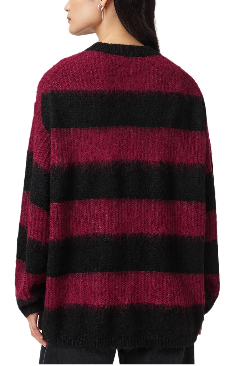 Onxy Stripe Sweater, Alternate, color, BLACK/ BURGUNDY