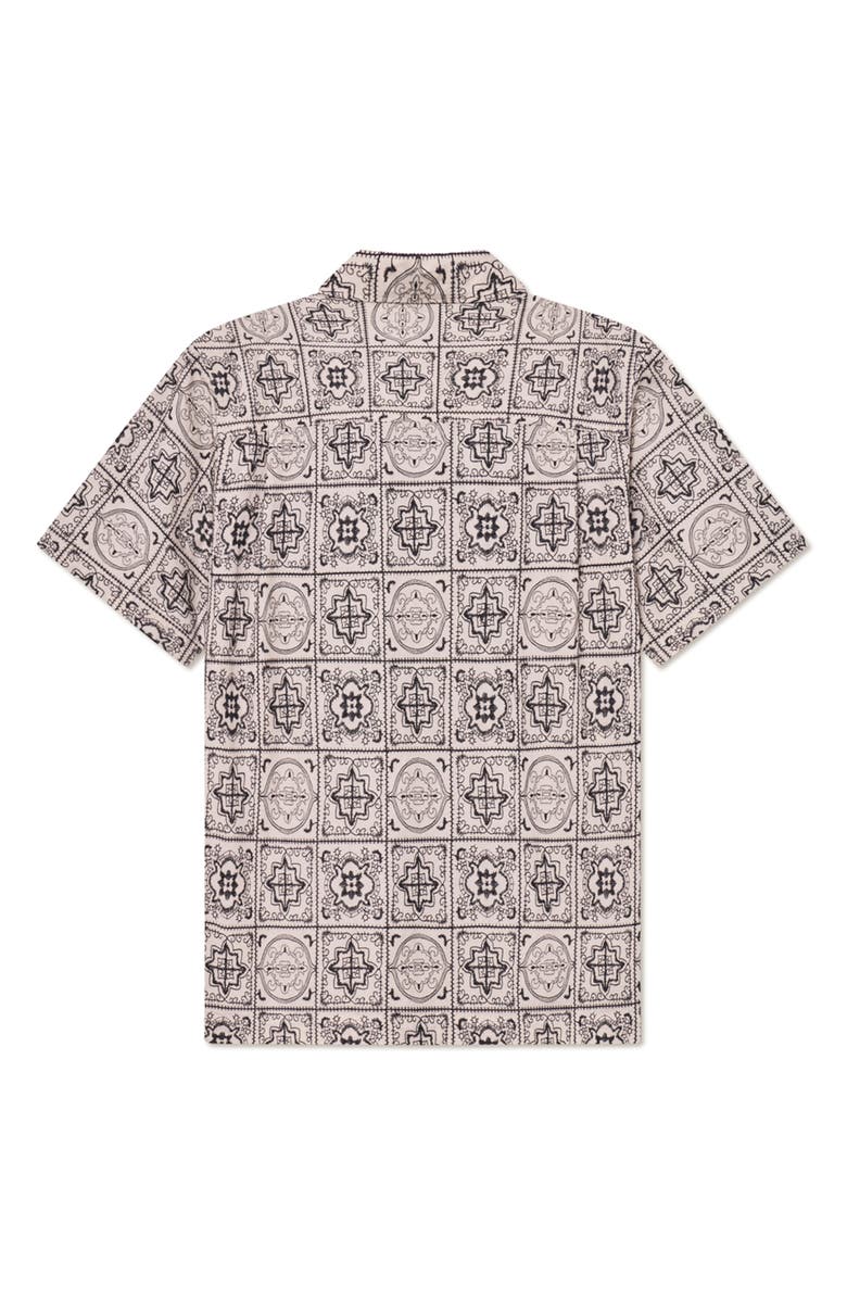 Les Deux Larry Tile Print Short Sleeve Cotton Button-Up Shirt, Alternate, color, Ivory