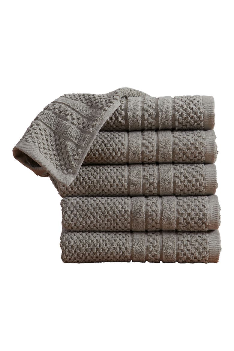 6-Pack Checker Texture Hand Towels, Main, color, DARK GREY
