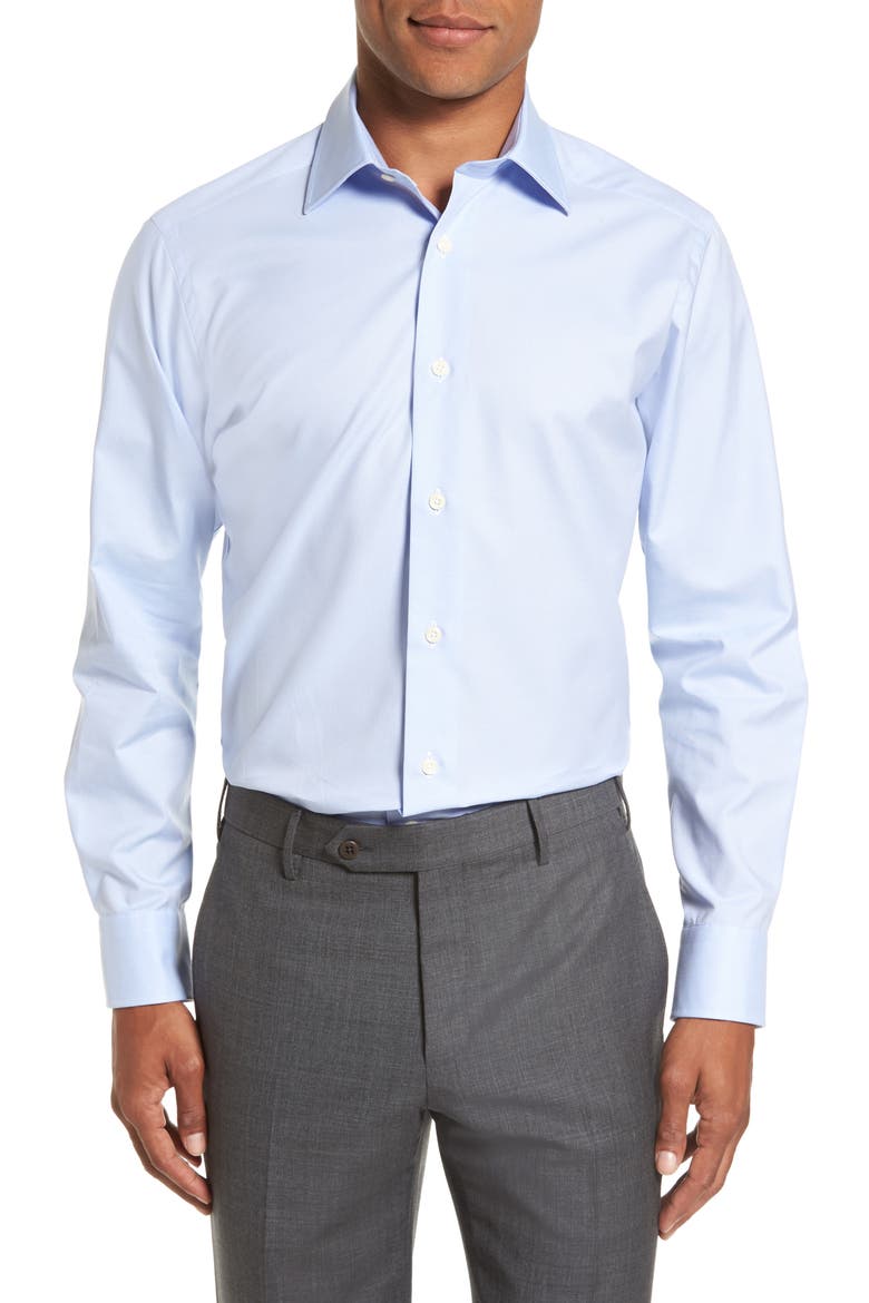 Slim Fit Solid Dress Shirt, Main, color, SKY