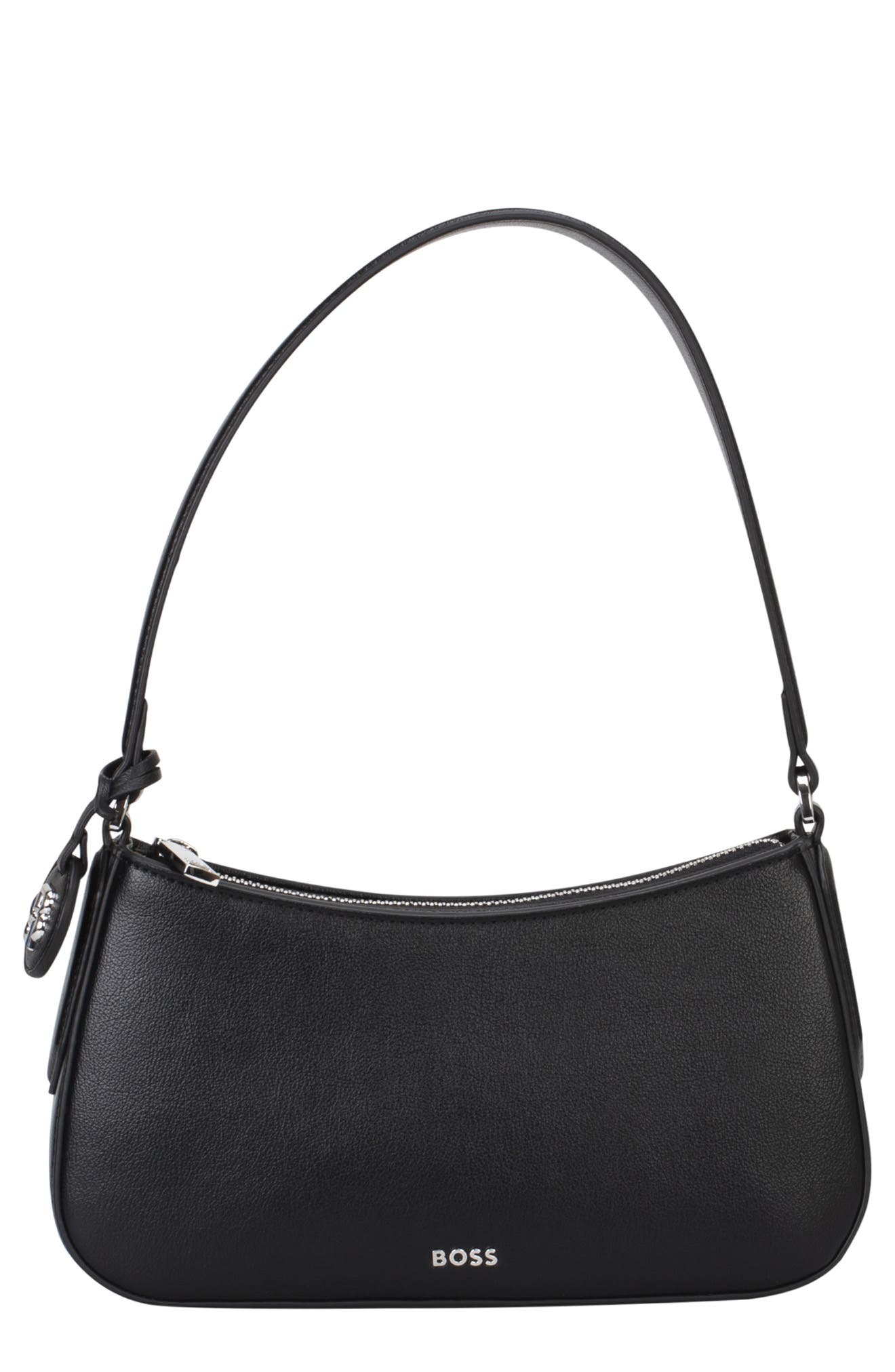 Liriel Faux Leather Hobo Bag, Main, color, BLACK