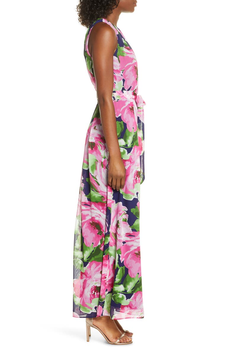 Donna Ricco Abstract Floral Print Sleeveless Maxi Dress, Alternate, color, 