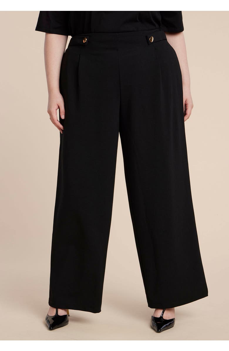 ELOQUII Knit Trouser With Button Tab, Alternate, color, Black Onyx