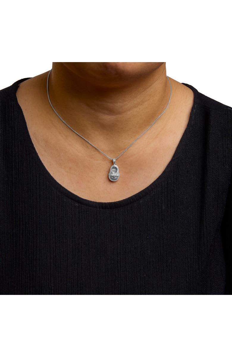 Haus of Brilliance 14K White Gold Diamond Accent Baby Shoe with Bow Pendant Necklace, Alternate, color, White