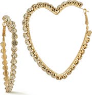 SPHERA MILANO Crystal Heart Hoop Earrings