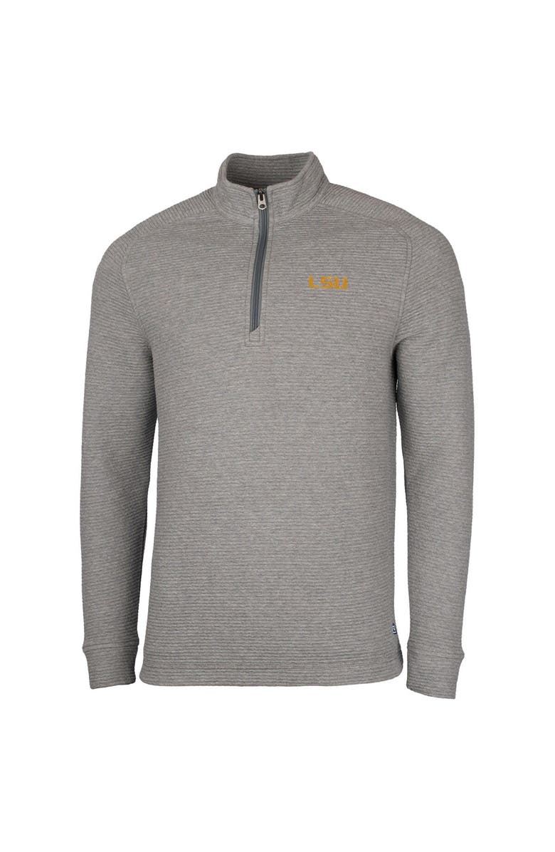 Cutter & Buck Men's Cutter & Buck Heather Gray LSU Tigers Coastal Half-Zip Pullover Jacket, Main, color, 