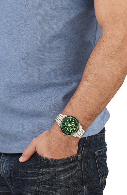 Shop Versace Sport Chronograph Bracelet Watch, 44mm In Black/green/two Tone