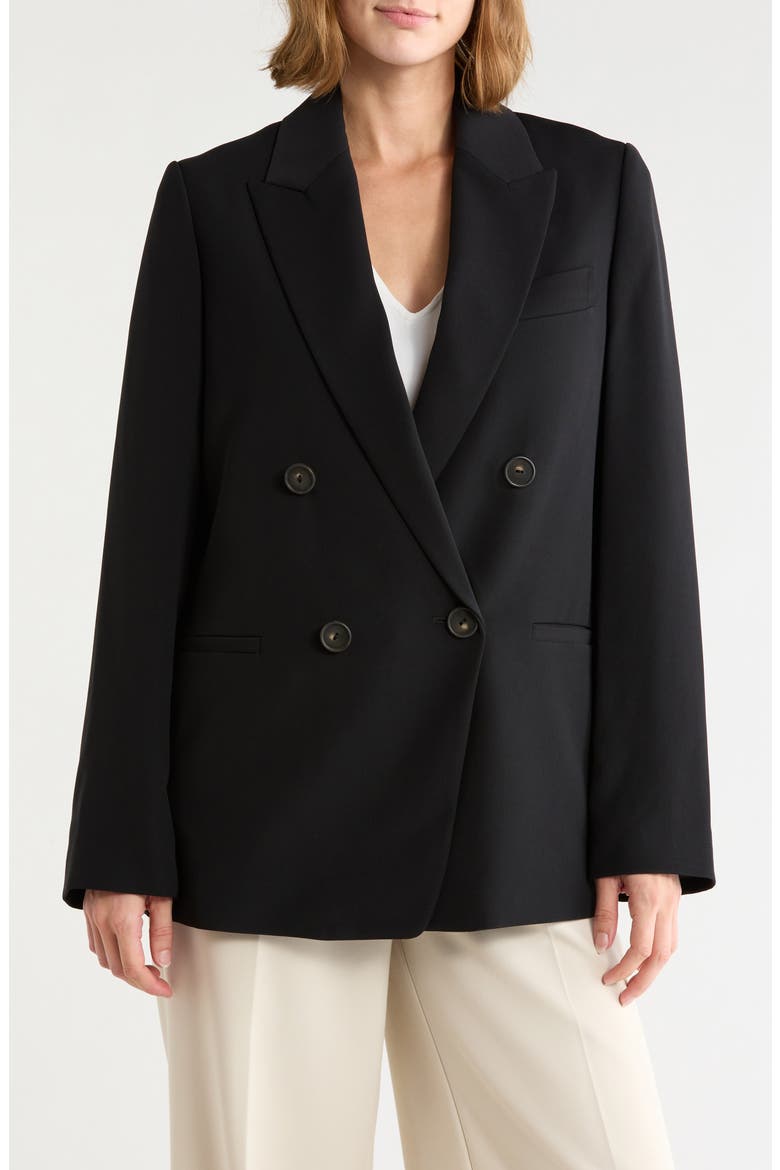 Double Breasted Blazer, Main, color, BLACK