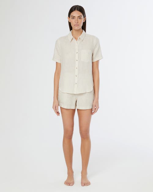 Onia Air Linen Elastic Drawstring Short In Gray