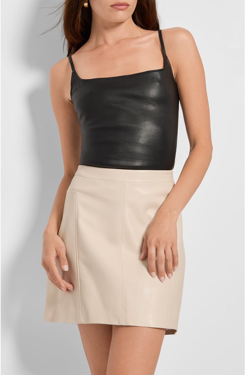 AS by DF Ainsley Recycled Leather Skirt, Alternate, color, Sand