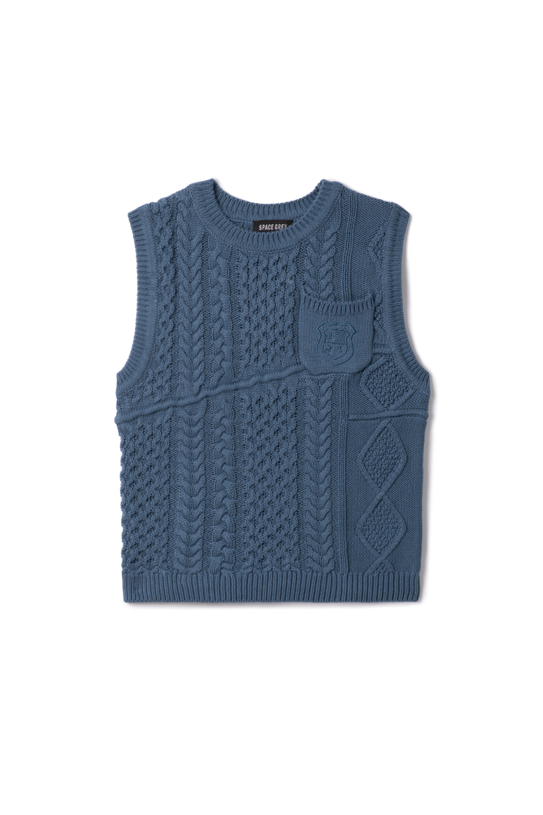 Crest Knitted Sleeveless Vest, Main, color, Blue