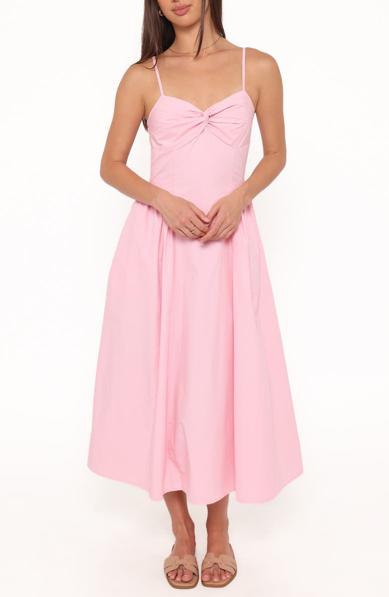 Petal & Pup Venice Open Back Cotton Midi Dress, Main, color, Pink