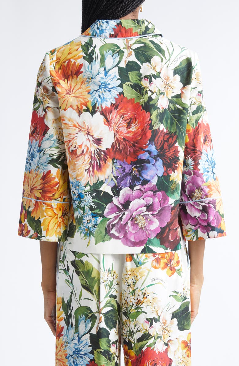 Dolce&Gabbana Floral Button-Up Top, Alternate, color, Ha5pc B.fiori Cret. F.bco