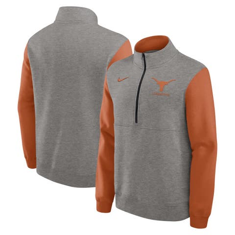 Men's Nike Heather Gray/Texas Orange Texas Longhorns Club Fleece Half-Zip Pullover