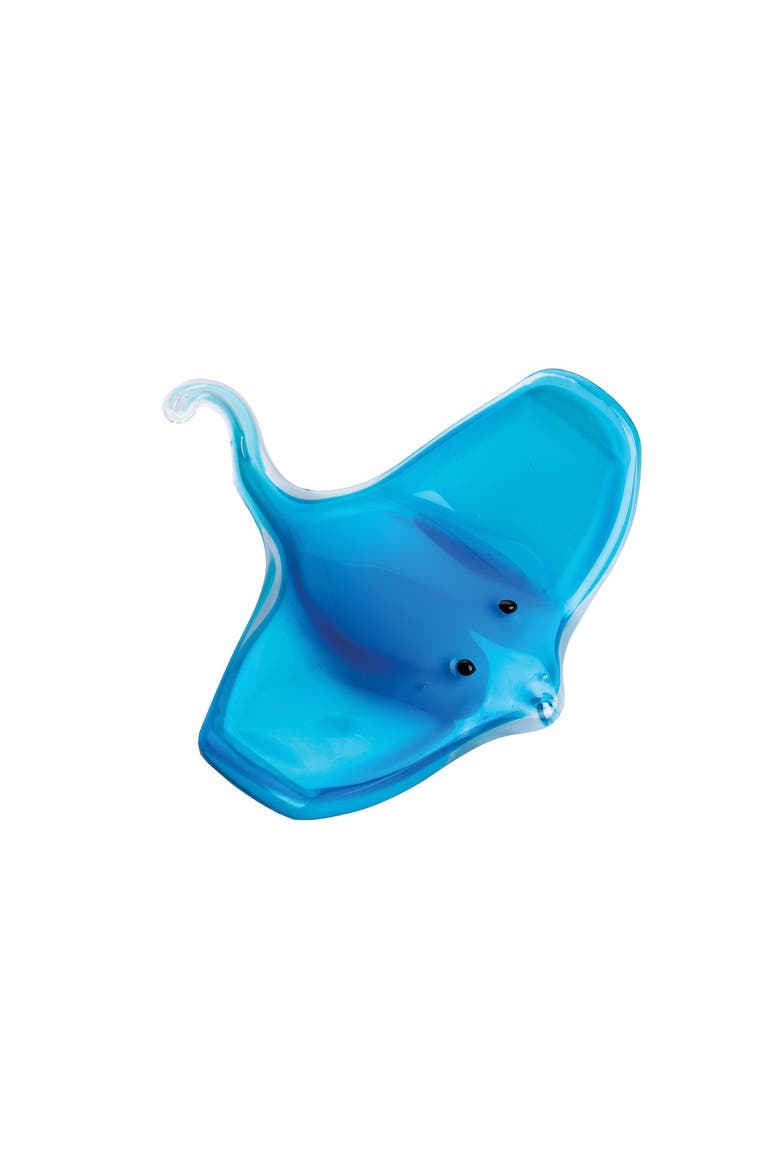 Blue Glass Stingray Decorative Small Art Figurine 5.7" x 6", Main, color, Blue