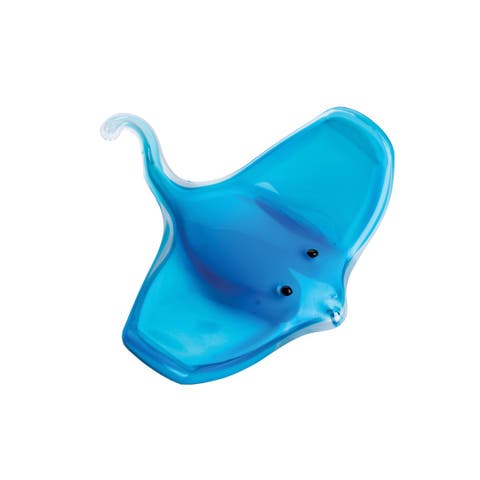 Blue Glass Stingray Decorative Small Art Figurine 5.7" x 6"