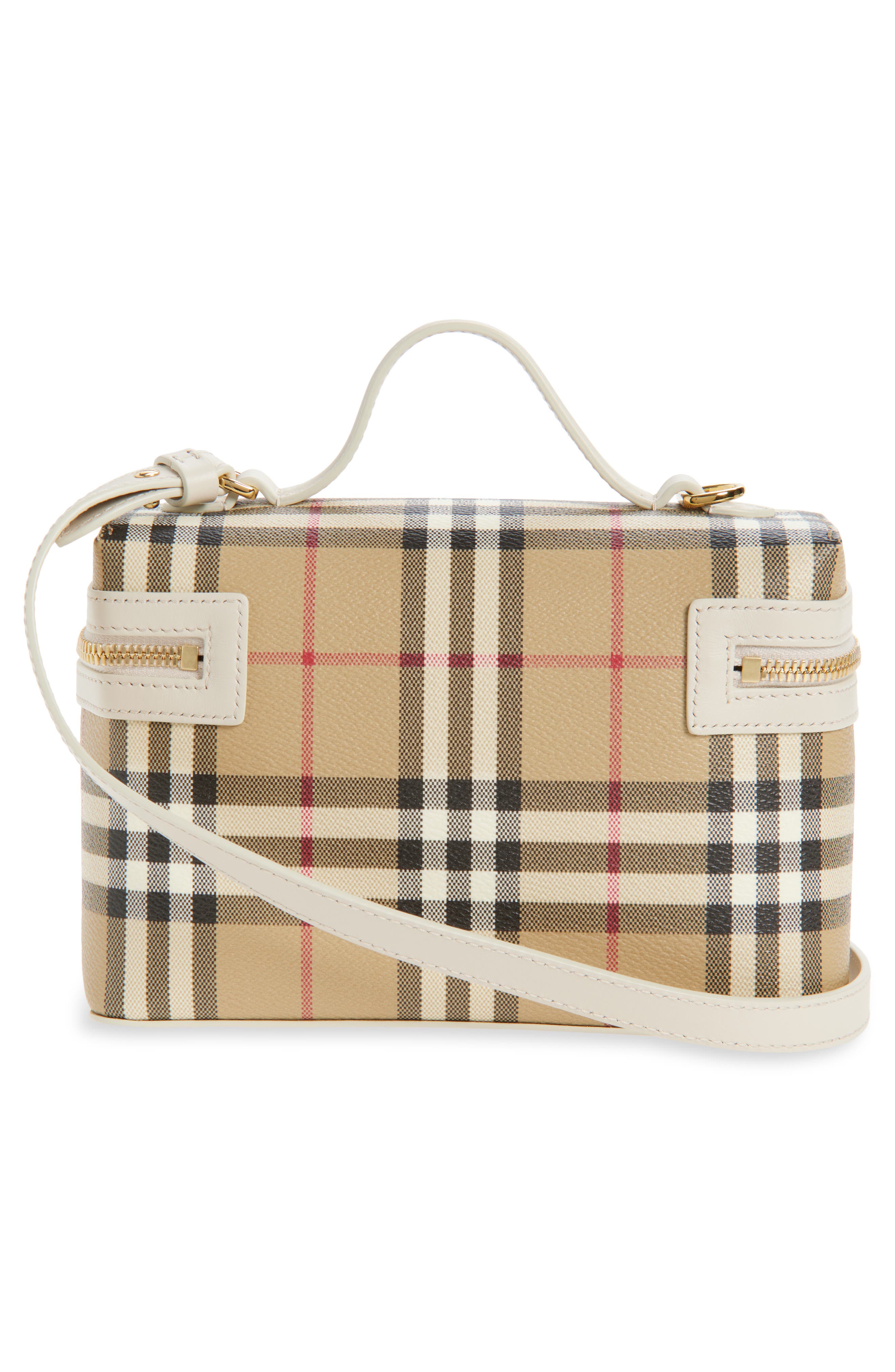 Check Coated Canvas Vanity Case, Alternate, color, VINTAGE CHECK/ SOAP