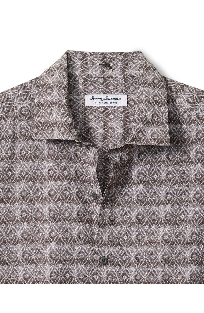 Tommy Bahama Bahama Coast Tile Isle Geo Print IslandZone<sup>®</sup> Short Sleeve Button-Up Shirt, Alternate, color, Black