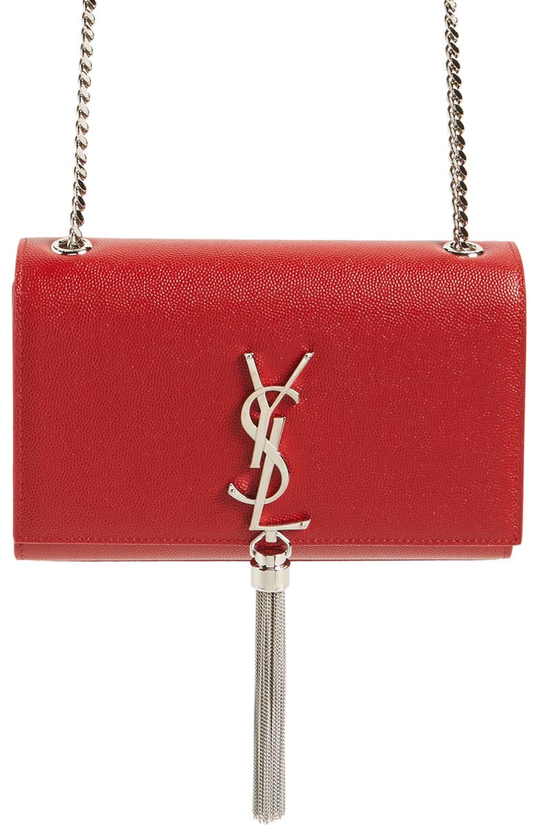 Saint Laurent Small Kate Textured Leather Crossbody Bag, Main, color,