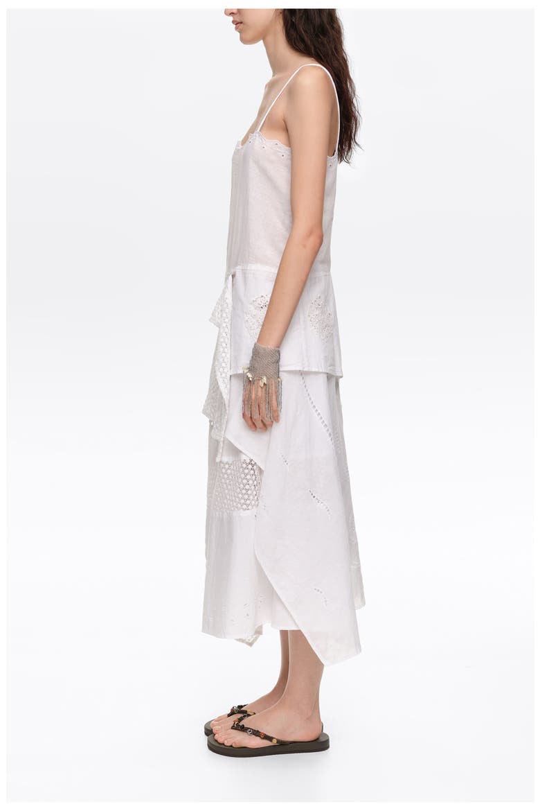 Embroidered Asymmetric Midi Skirt, Alternate, color, WHITE