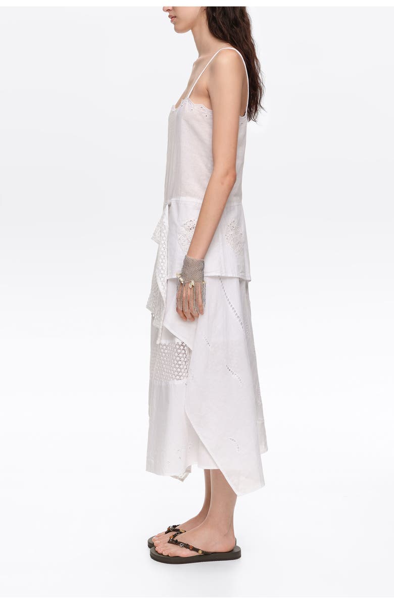 Bimba y Lola Embroidered Asymmetric Midi Skirt, Alternate, color, White
