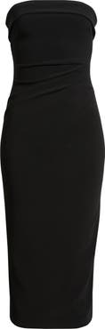 Open Edit Strapless Crepe Midi Dress