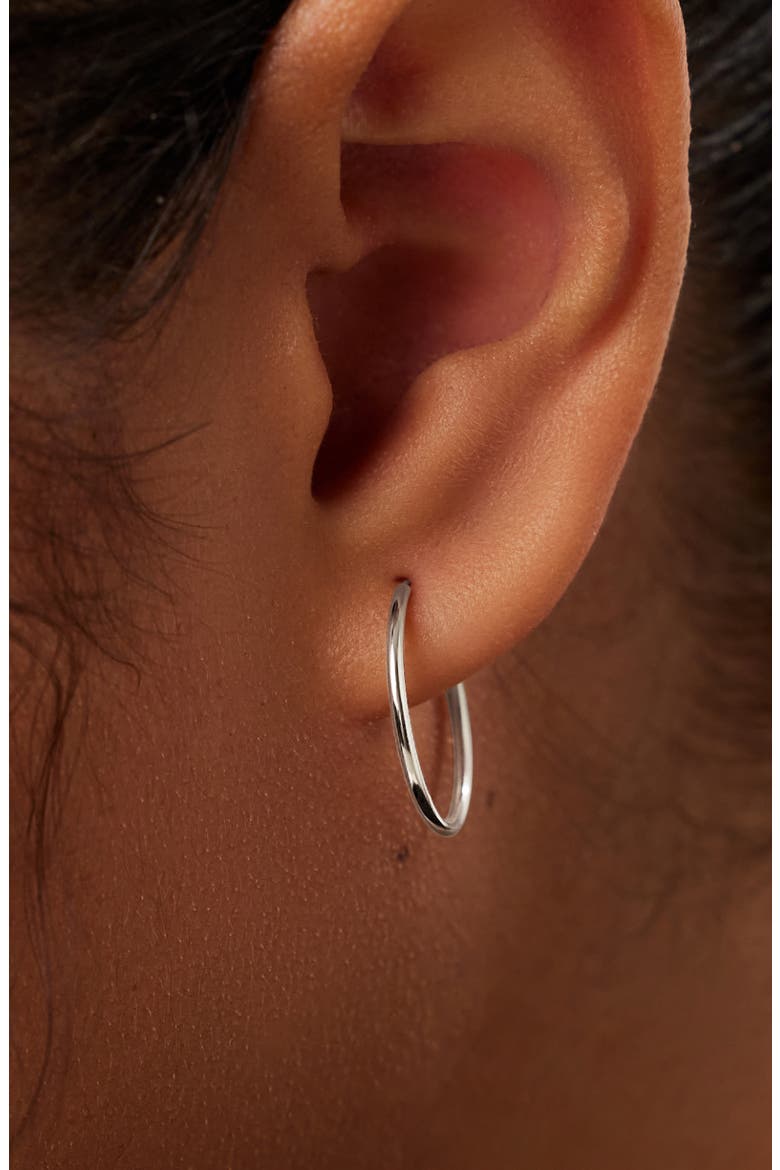 Gold Slim Hoop Earrings - Medium, Alternate, color, White Gold