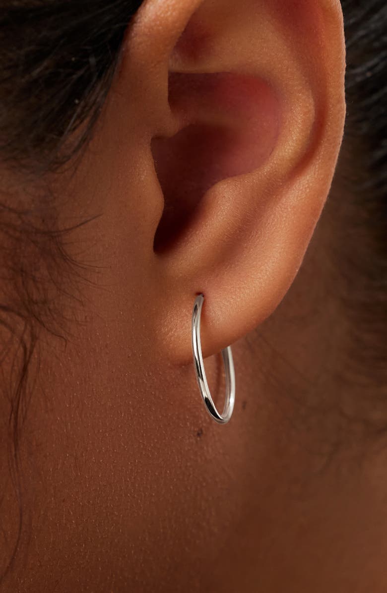 Ana Luisa Gold Slim Hoop Earrings - Medium, Alternate, color, White Gold