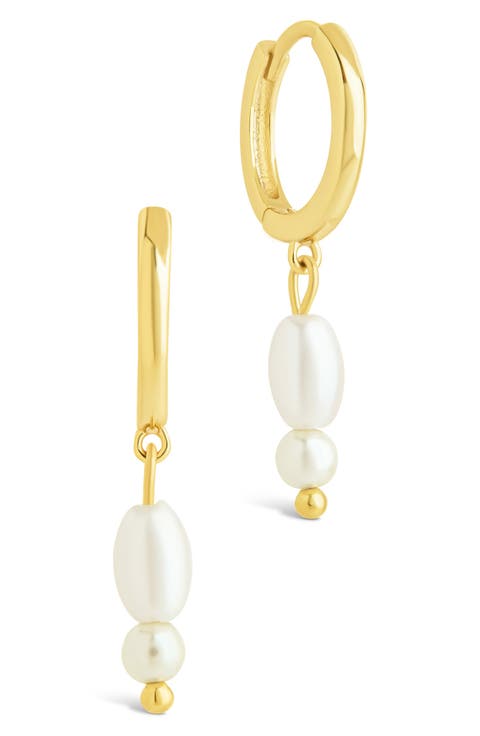 Ilaria Faux Pearl Drop Dangle Hoop Earrings