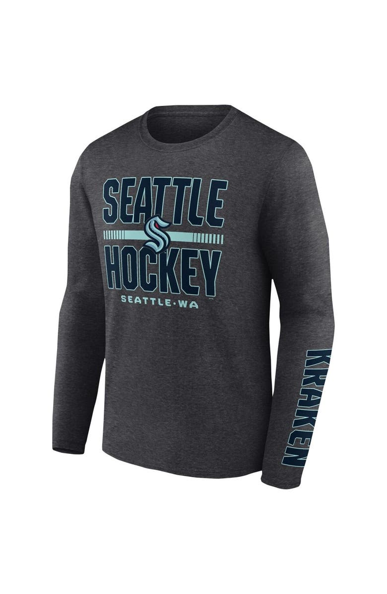 FANATICS Men's Fanatics Branded Heather Charcoal Seattle Kraken Power Play Combo Long Sleeve T-Shirt, Alternate, color, 