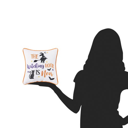 C & F Home C&f Home "the Witching Hour Is Now" Halloween 100% Cotton Petite Accent Pillow 10" X 10" In White
