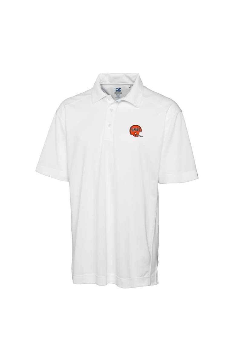 Cutter & Buck Men's Cutter & Buck White Cincinnati Bengals Throwback Logo DryTec Genre Textured Solid Polo, Alternate, color, 