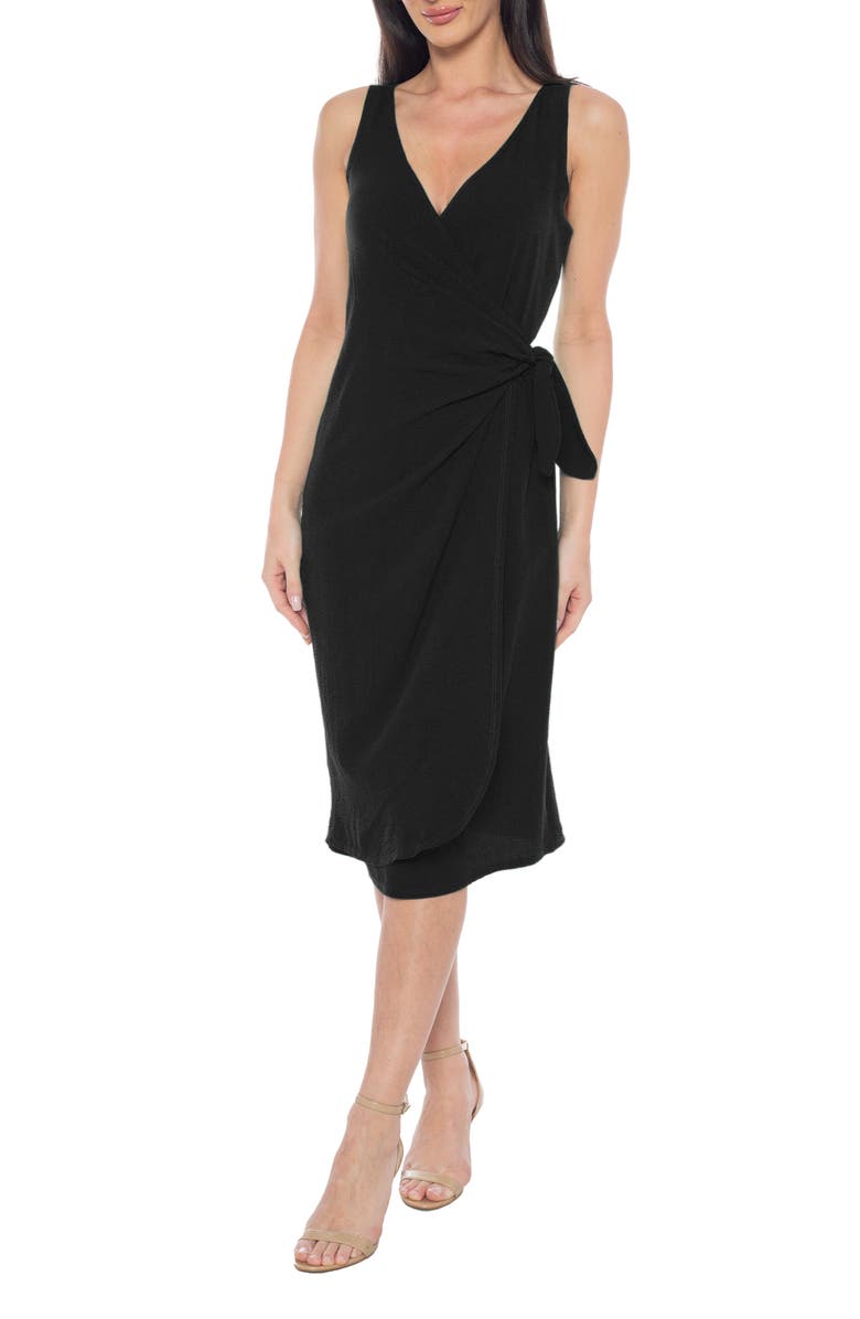 TASH AND SOPHIE Side Tie Sleeveless Faux Wrap Dress, Main, color,