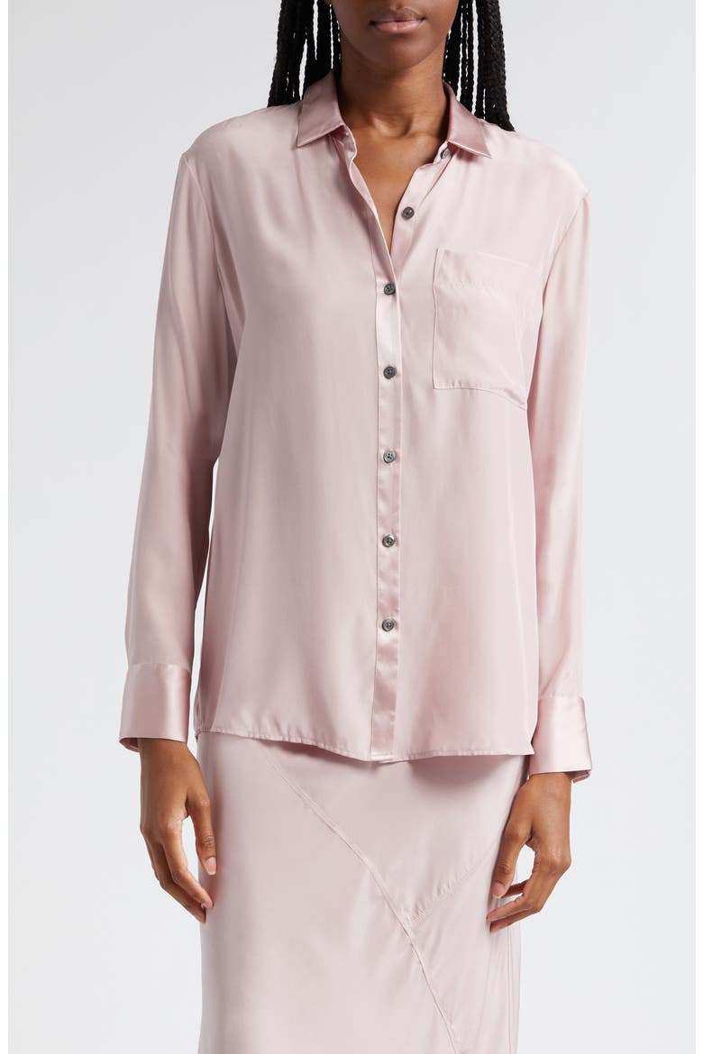 Matte Silk Shirt, Main, color, PINK LILAC