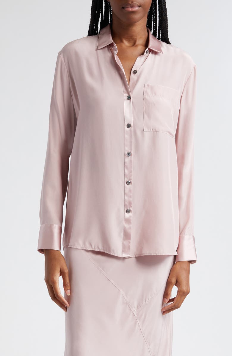ATM Anthony Thomas Melillo Matte Silk Shirt, Main, color, Pink Lilac