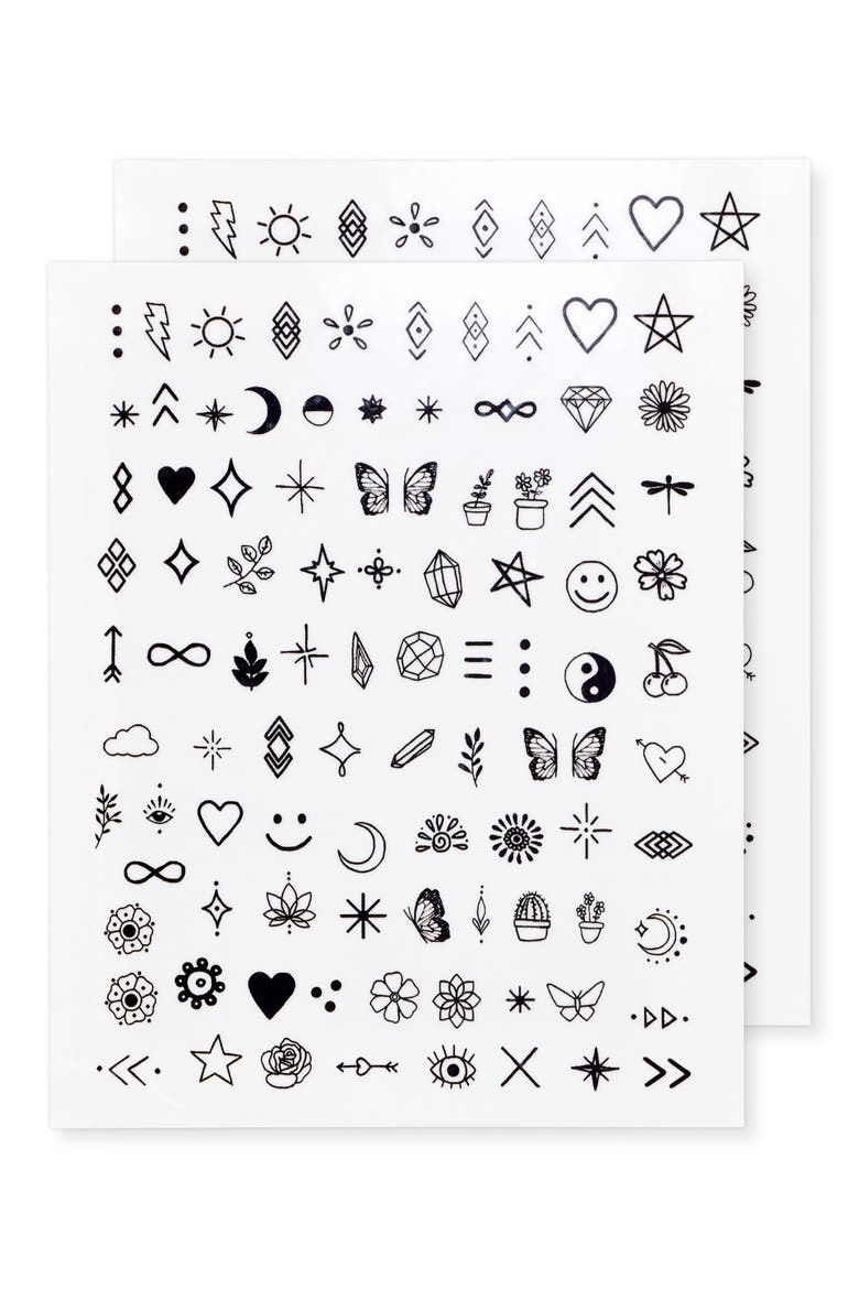 Nail Art Pack Temporary Tattoos, Main, color, B AND W