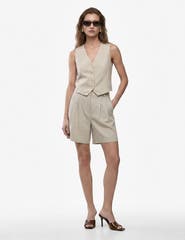 Koton Relax Fit Pleated Linen Bermuda Shorts