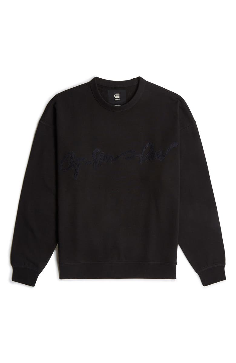 G-STAR Chenille G-Script Loose Organic Cotton Crewneck Sweatshirt, Alternate, color, Dark Black