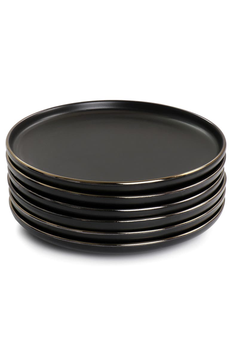 Paul 6 Piece Stoneware Salad Plate Set, Alternate, color, Black