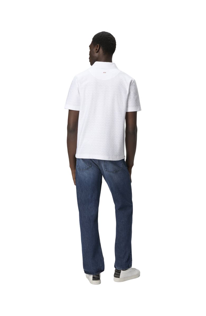 Missoni Tonal Zigzag Cotton Jersey Polo Shirt, Alternate, color, White