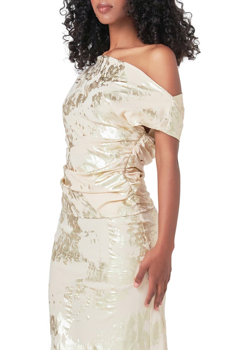 Endless Rose Foil Print One-Shoulder Top, Alternate, color, Ivory