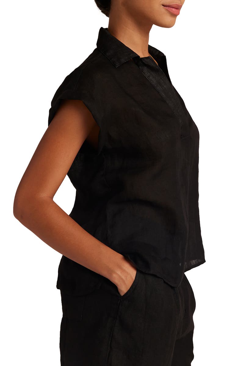 Bella Dahl Cap Sleeve Linen Top, Alternate, color,