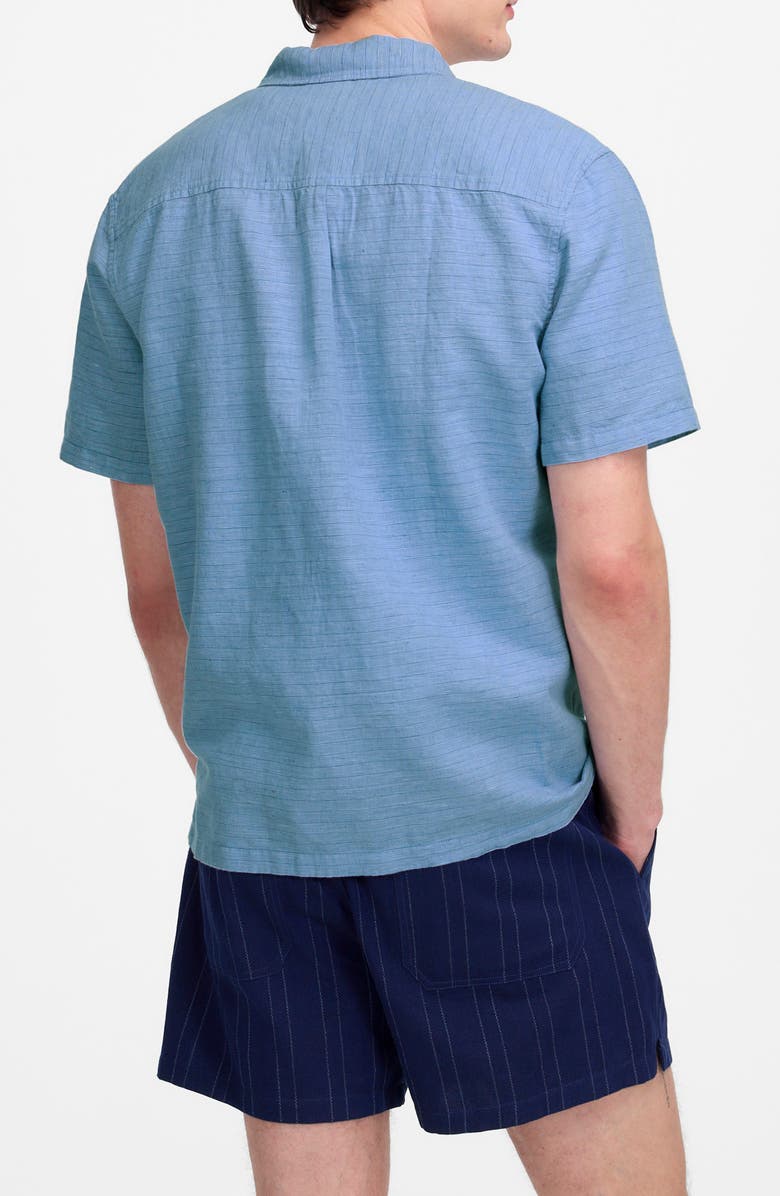 Madewell Short Sleeve Linen & Cotton Button-Up Shirt, Alternate, color, Micro Stripe