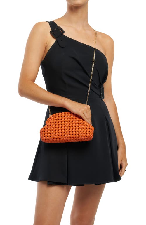 Olga Berg Everly Handwoven Faux Leather Frame Clutch In Tangerine