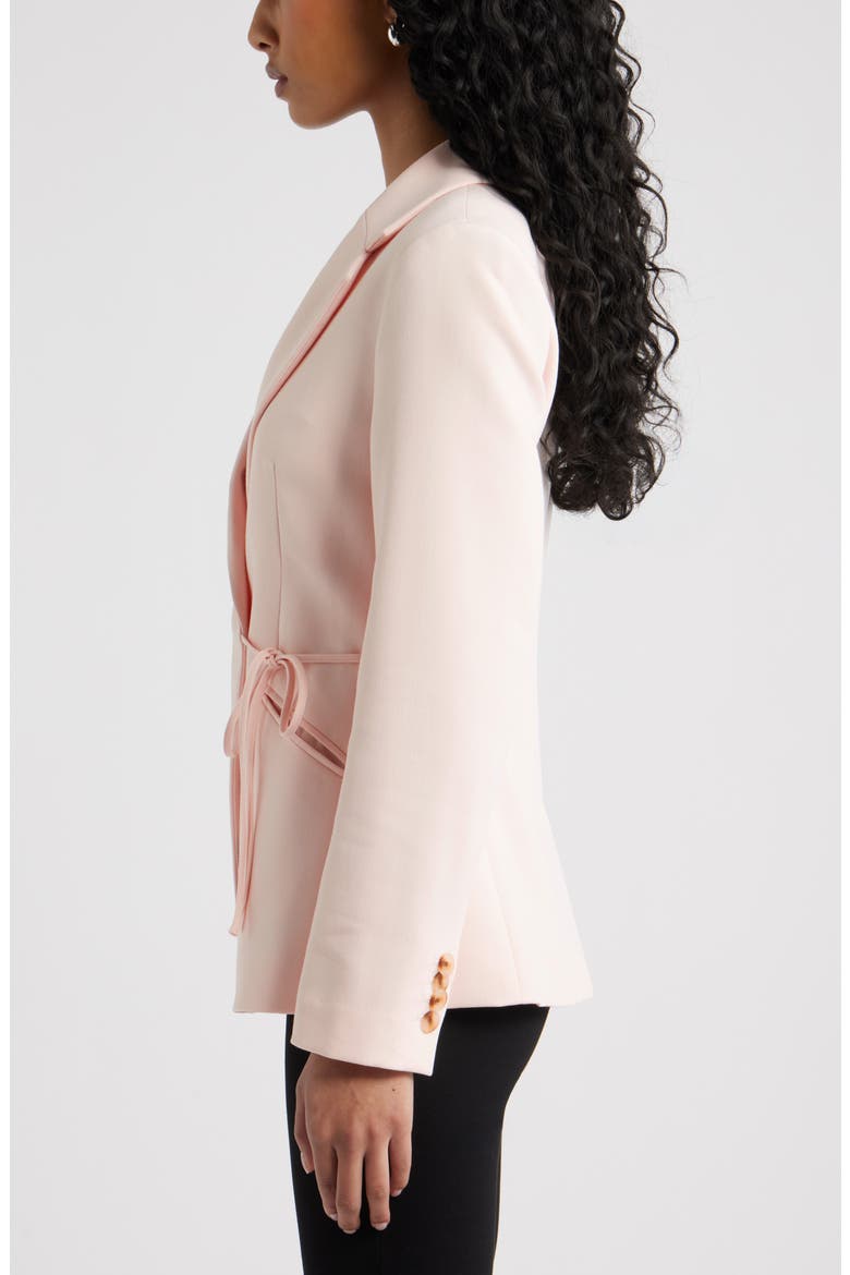 Icon Twill Side Tie Blazer, Alternate, color, PINK PEONY BUD