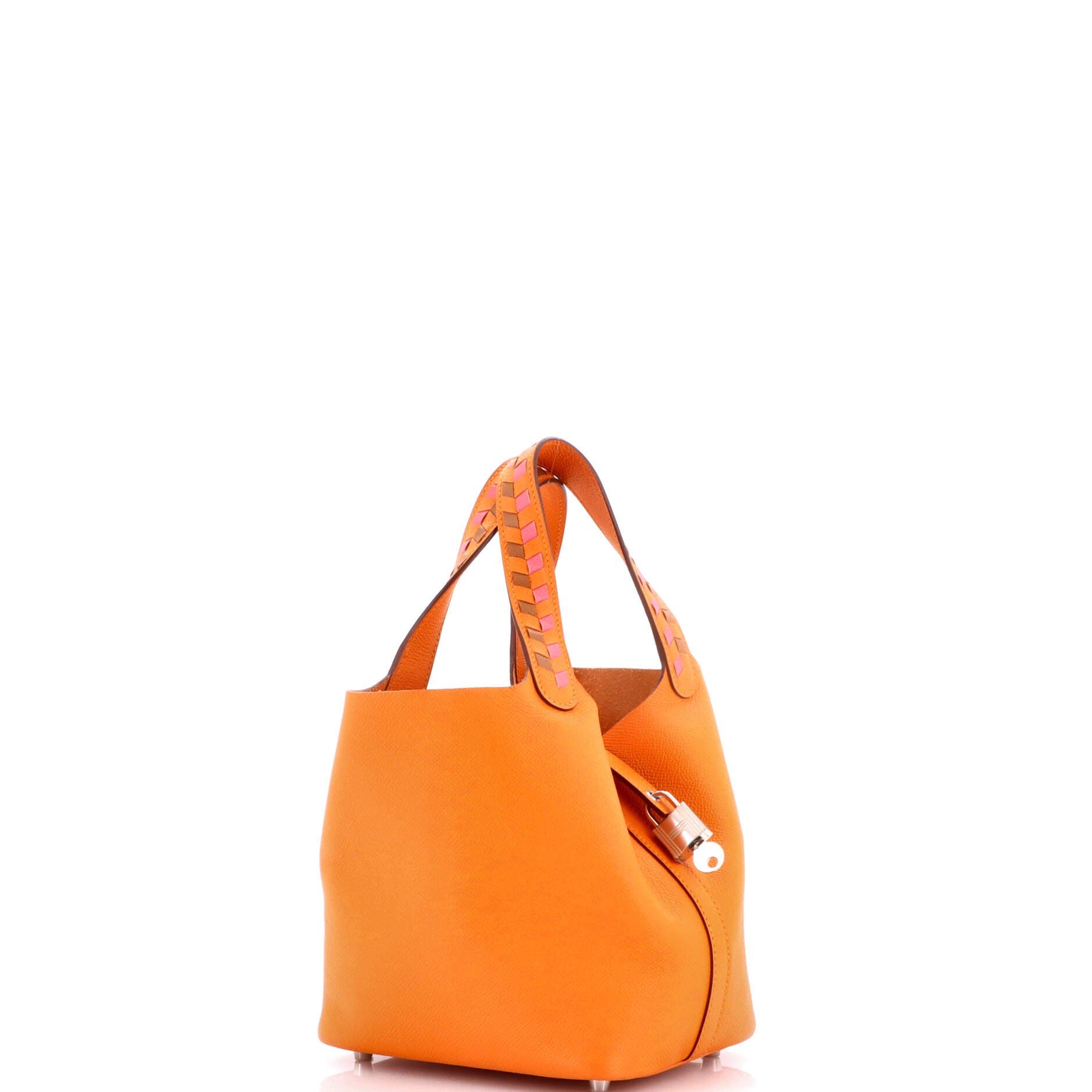 Picotin Lock Bag Tressage Epsom PM, Alternate, color, Orange