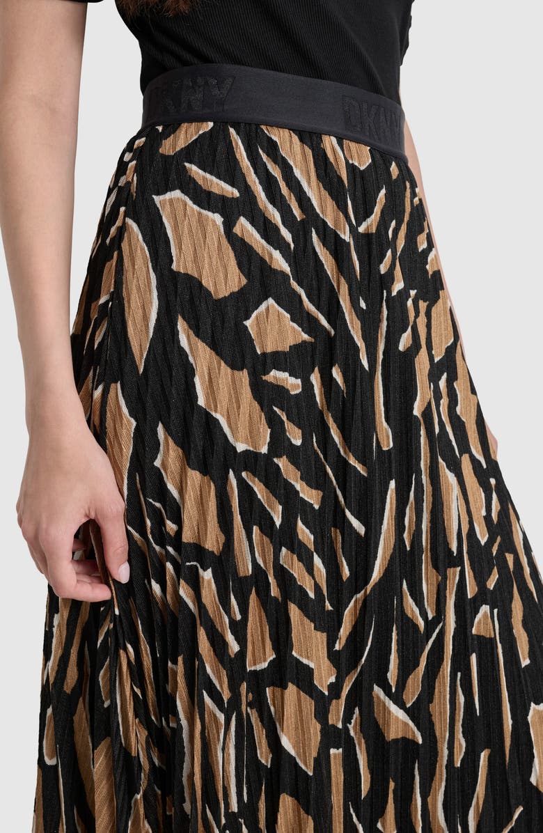 DKNY Pleated Hacci Knit Midi Skirt, Alternate, color, Abstract Geometric Truffle