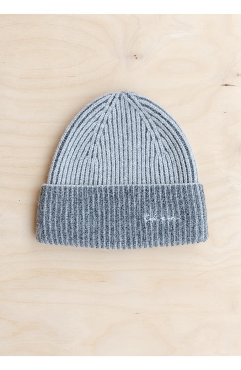 TBCo Cashmere & Merino Ribbed Two-Tone Beanie, Alternate, color, Charcoal Two-Tone