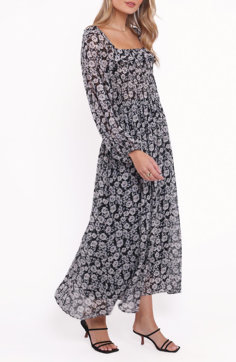 Petal & Pup Faith Floral Print Long Sleeve Maxi Dress, Alternate, color, Black Floral