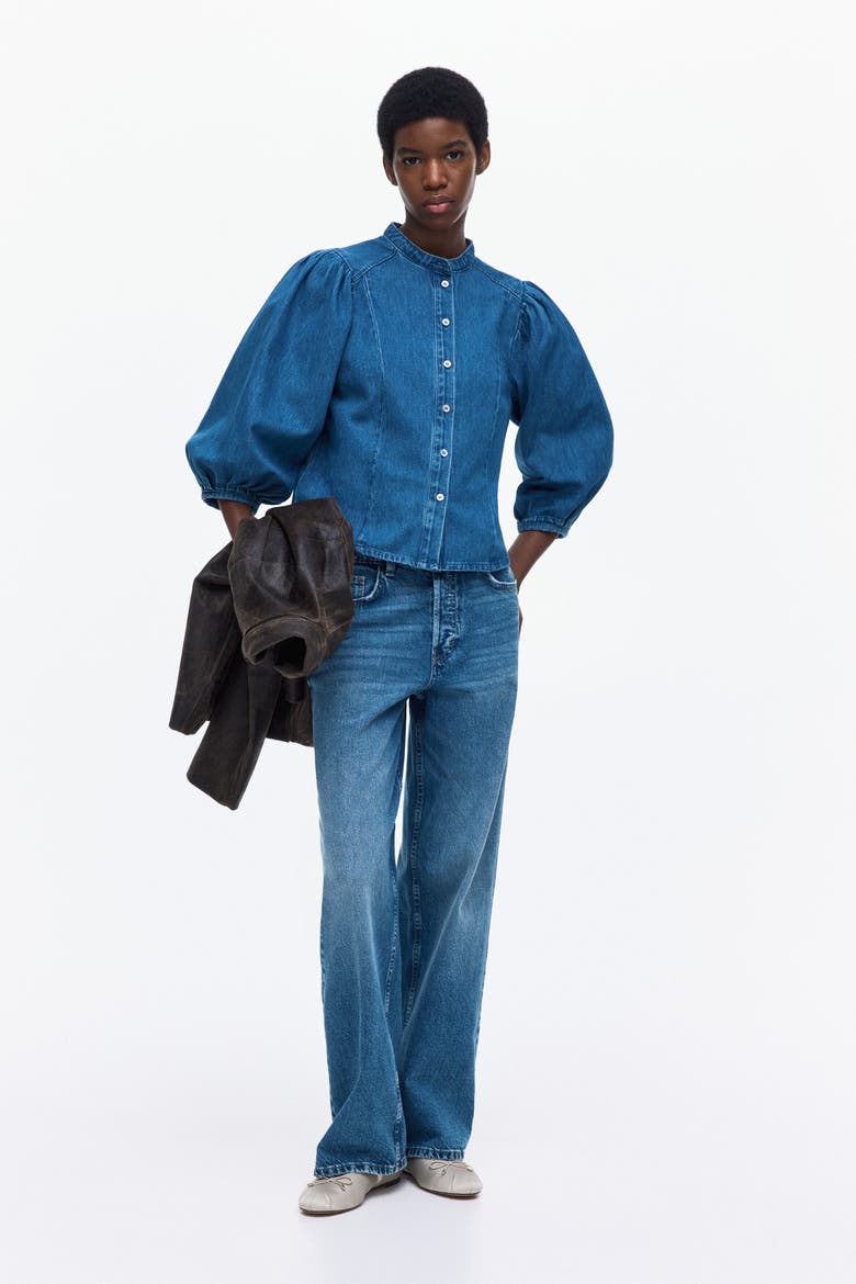 Denim Blouse, Main, color, Denim blue